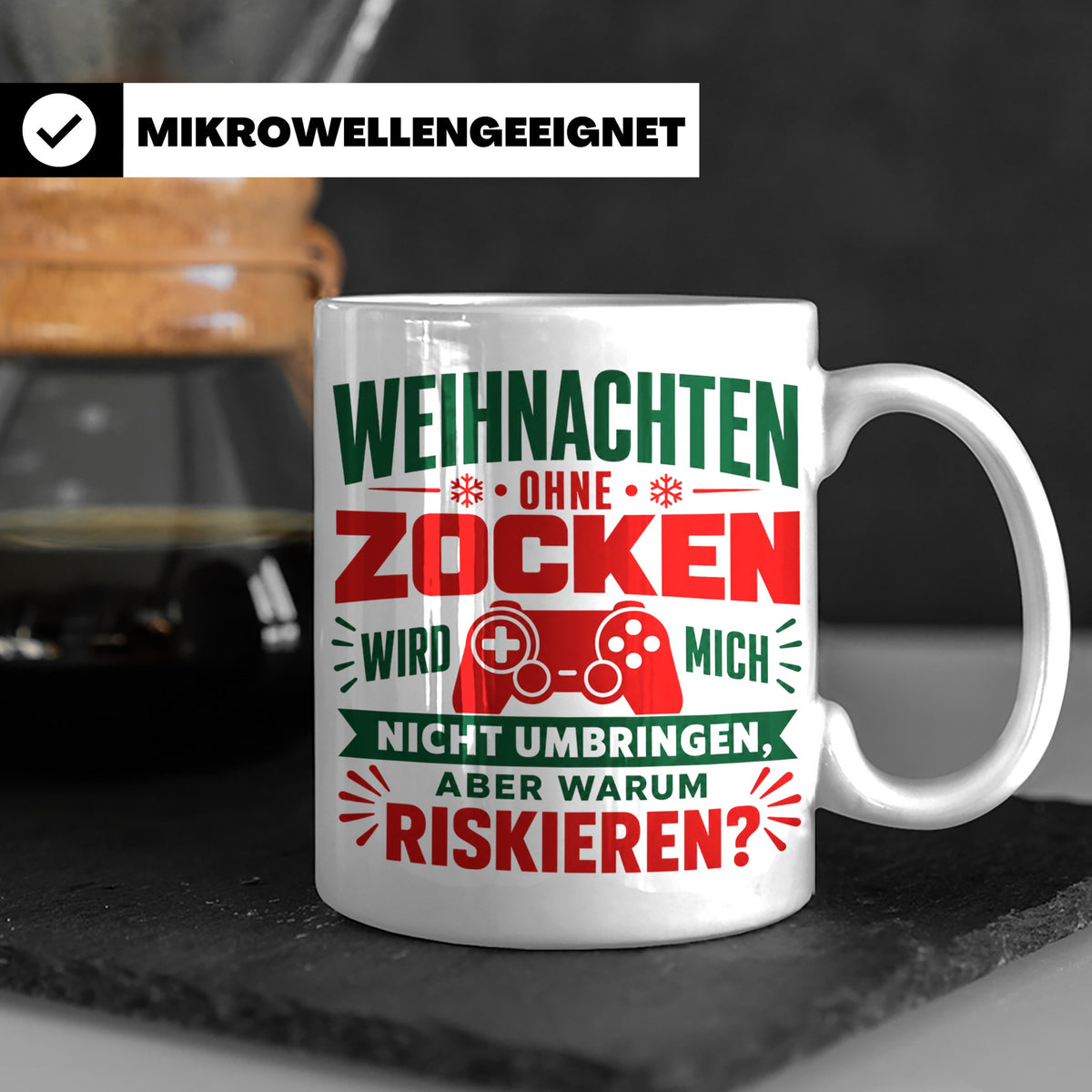 Zocker Tasse Weihnachten lustiger Spruch Gamer Controller to – Weiß [farbe:weiß]