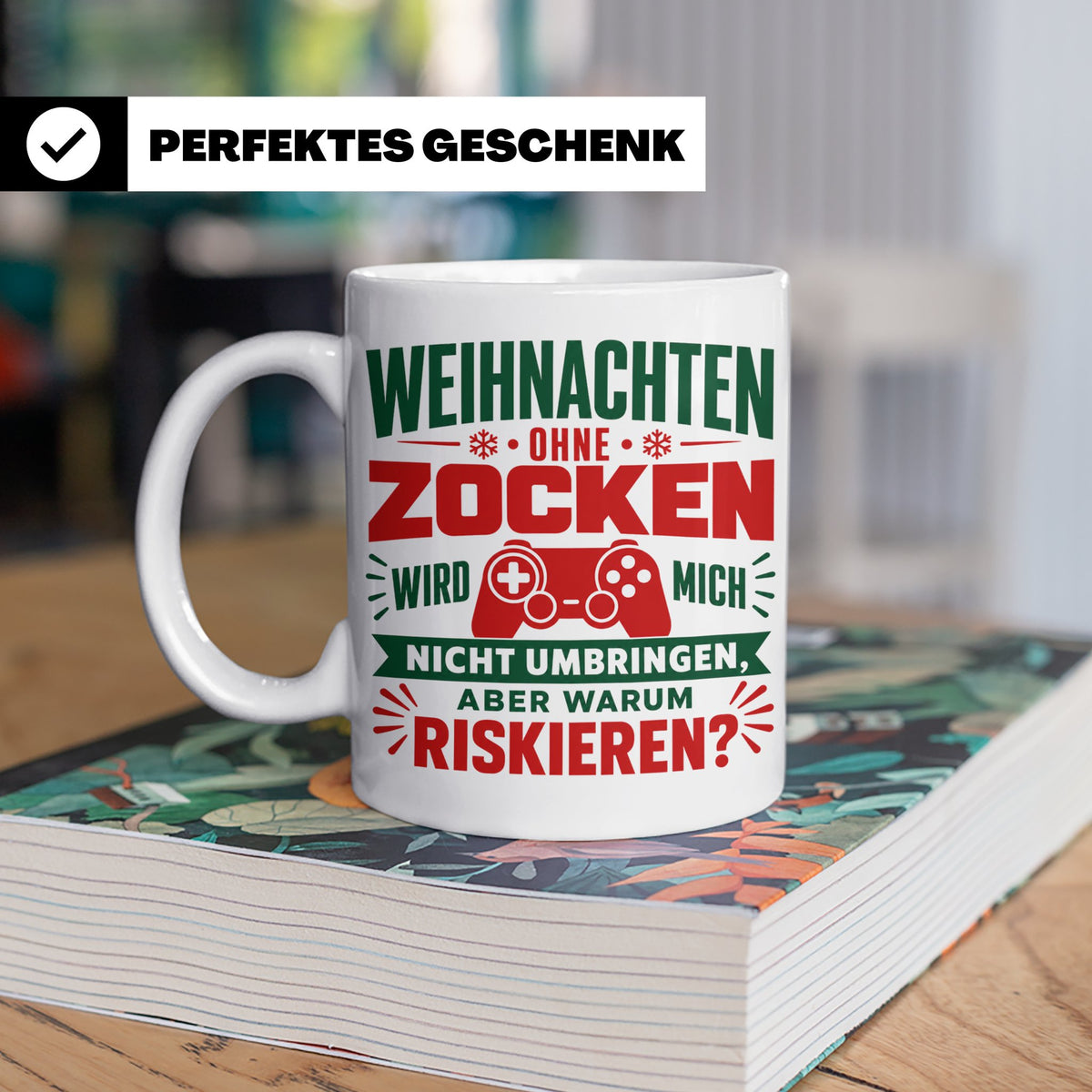 Zocker Tasse Weihnachten lustiger Spruch Gamer Controller to – Weiß [farbe:weiß]
