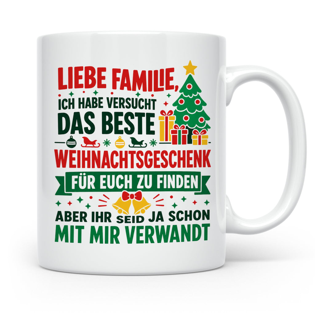 Lustige Tasse Weihnachten Familie Spruch, Bestes Geschenkide – Weiß [farbe:weiß]