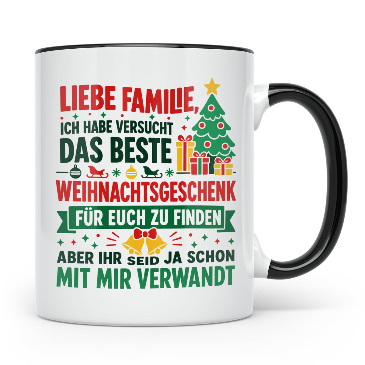 Lustige Tasse Weihnachten Familie Spruch, Bestes Geschenkide – Schwarz [farbe:schwarz]
