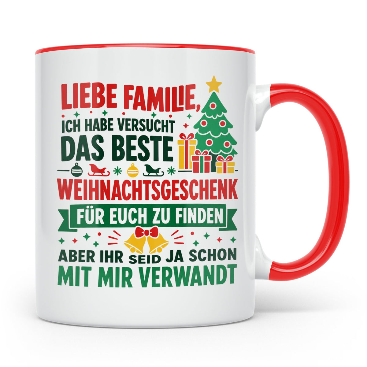 Lustige Tasse Weihnachten Familie Spruch, Bestes Geschenkide – Rot [farbe:rot]