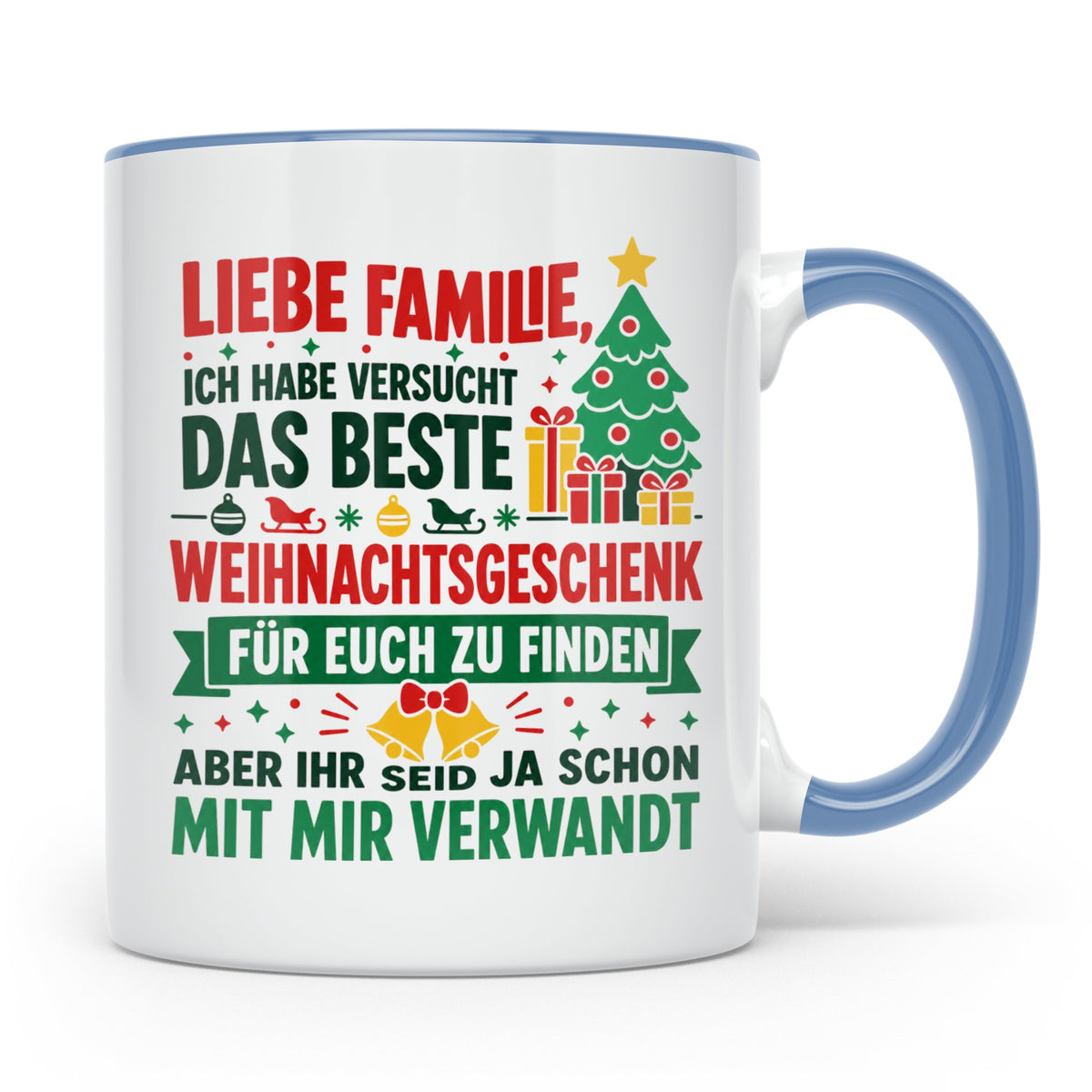 Lustige Tasse Weihnachten Familie Spruch, Bestes Geschenkide – Blau [farbe:blau]