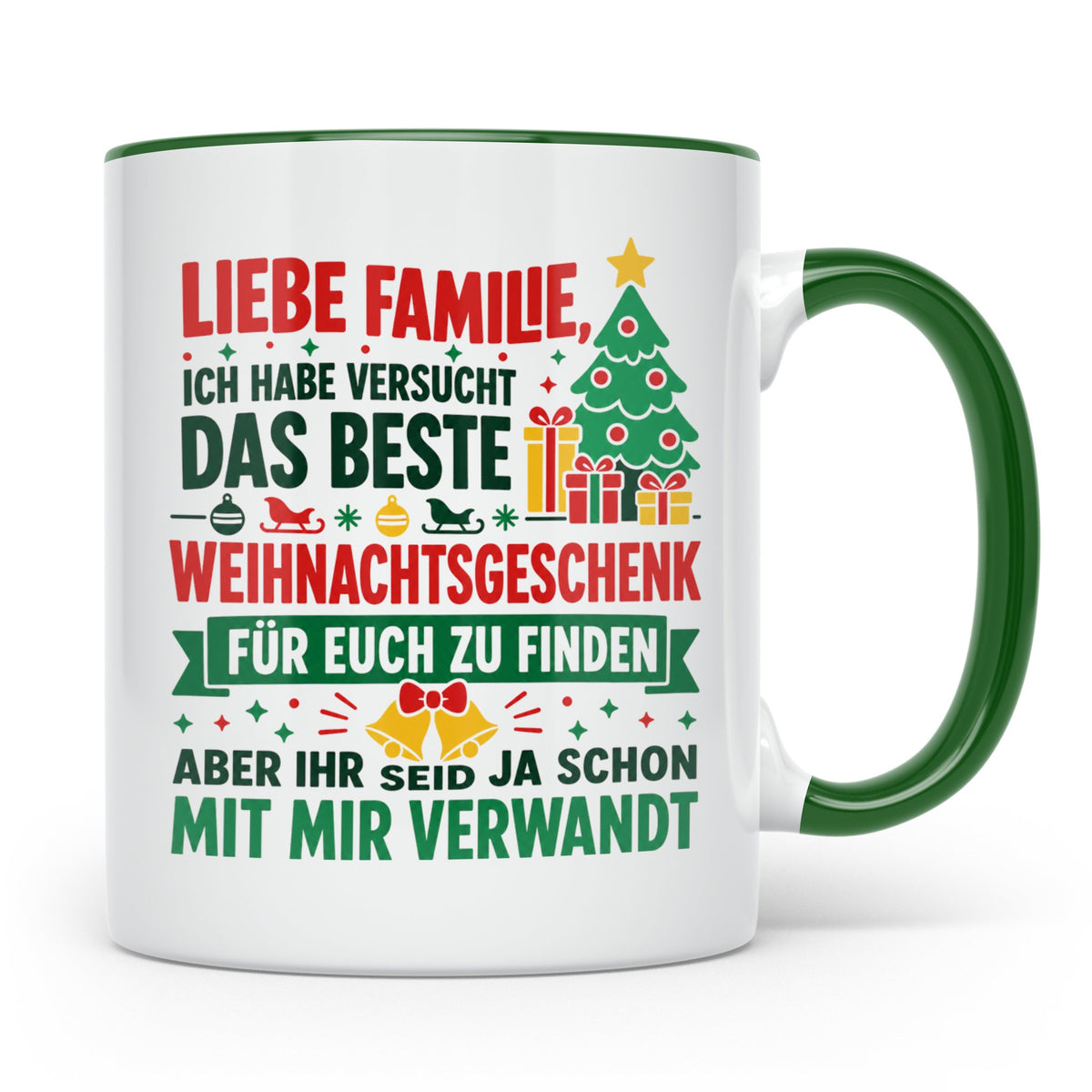 Lustige Tasse Weihnachten Familie Spruch, Bestes Geschenkide – Grün [farbe:grün]