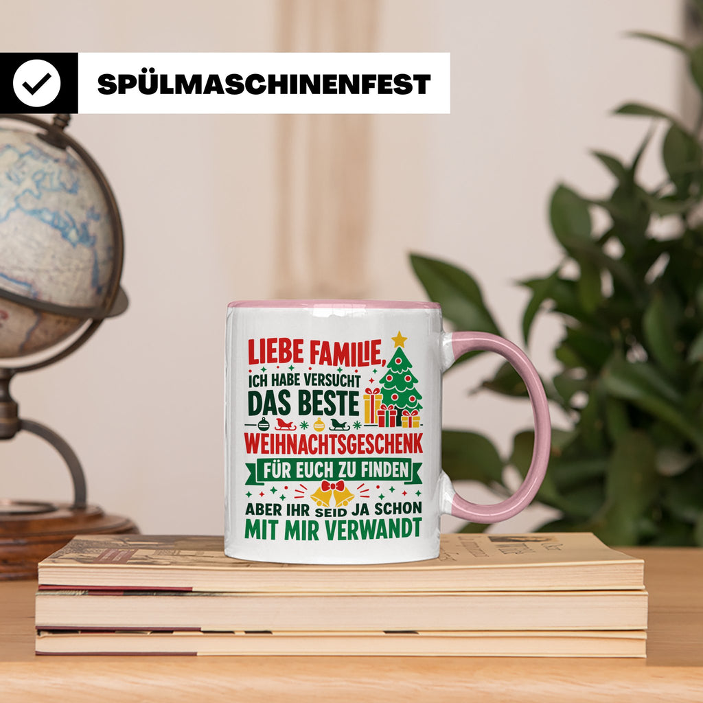 Lustige Tasse Weihnachten Familie Spruch, Bestes Geschenkide – Rosa [farbe:rosa]