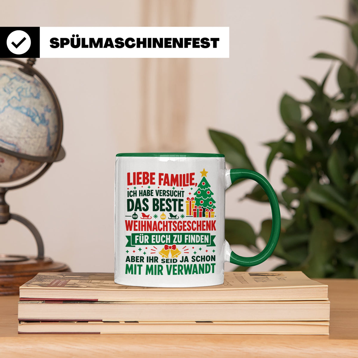 Lustige Tasse Weihnachten Familie Spruch, Bestes Geschenkide – Grün [farbe:grün]