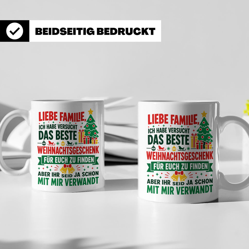 Lustige Tasse Weihnachten Familie Spruch, Bestes Geschenkide – Weiß [farbe:weiß]
