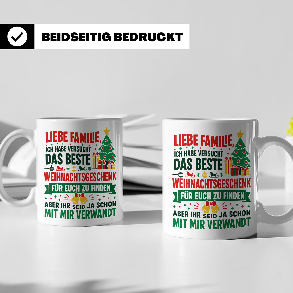 Lustige Tasse Weihnachten Familie Spruch, Bestes Geschenkide – Weiß [farbe:weiß]