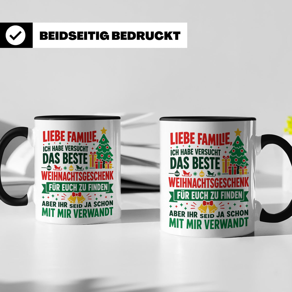Lustige Tasse Weihnachten Familie Spruch, Bestes Geschenkide – Schwarz [farbe:schwarz]