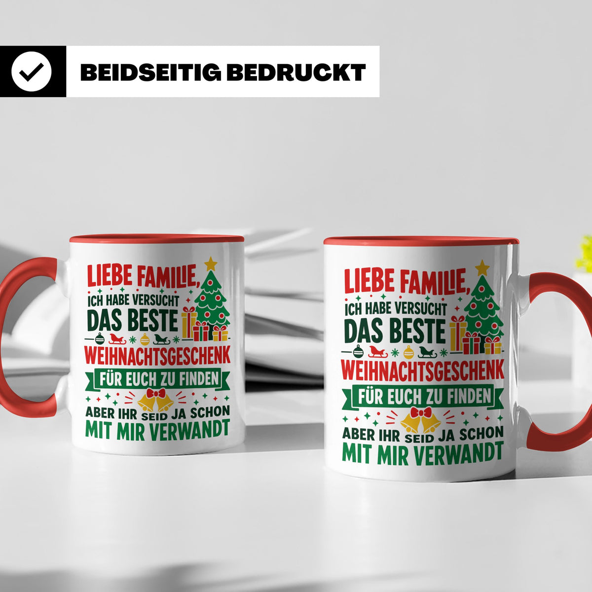 Lustige Tasse Weihnachten Familie Spruch, Bestes Geschenkide – Rot [farbe:rot]