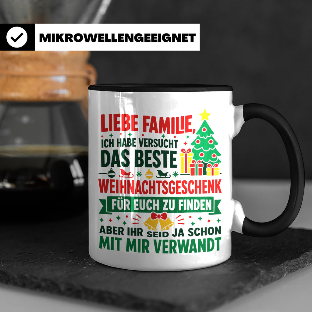 Lustige Tasse Weihnachten Familie Spruch, Bestes Geschenkide – Schwarz [farbe:schwarz]
