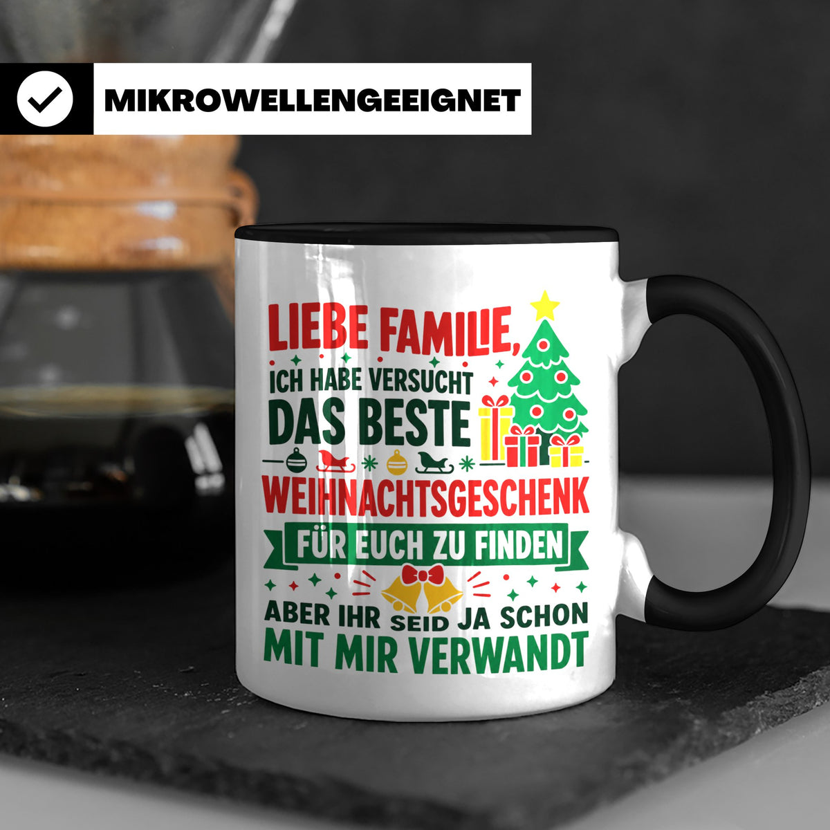 Lustige Tasse Weihnachten Familie Spruch, Bestes Geschenkide – Schwarz [farbe:schwarz]