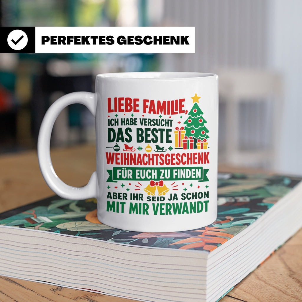 Lustige Tasse Weihnachten Familie Spruch, Bestes Geschenkide – Weiß [farbe:weiß]