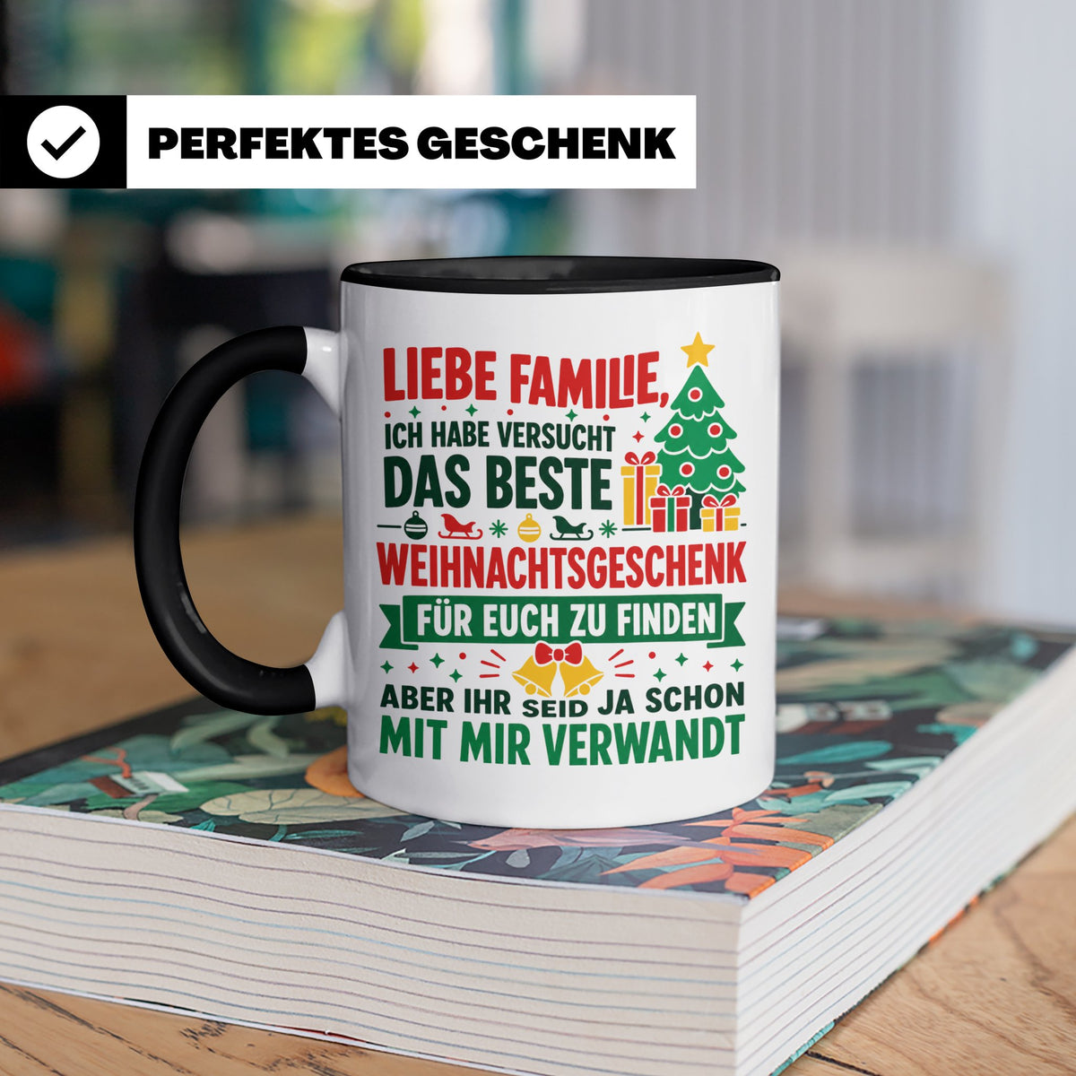 Lustige Tasse Weihnachten Familie Spruch, Bestes Geschenkide – Schwarz [farbe:schwarz]
