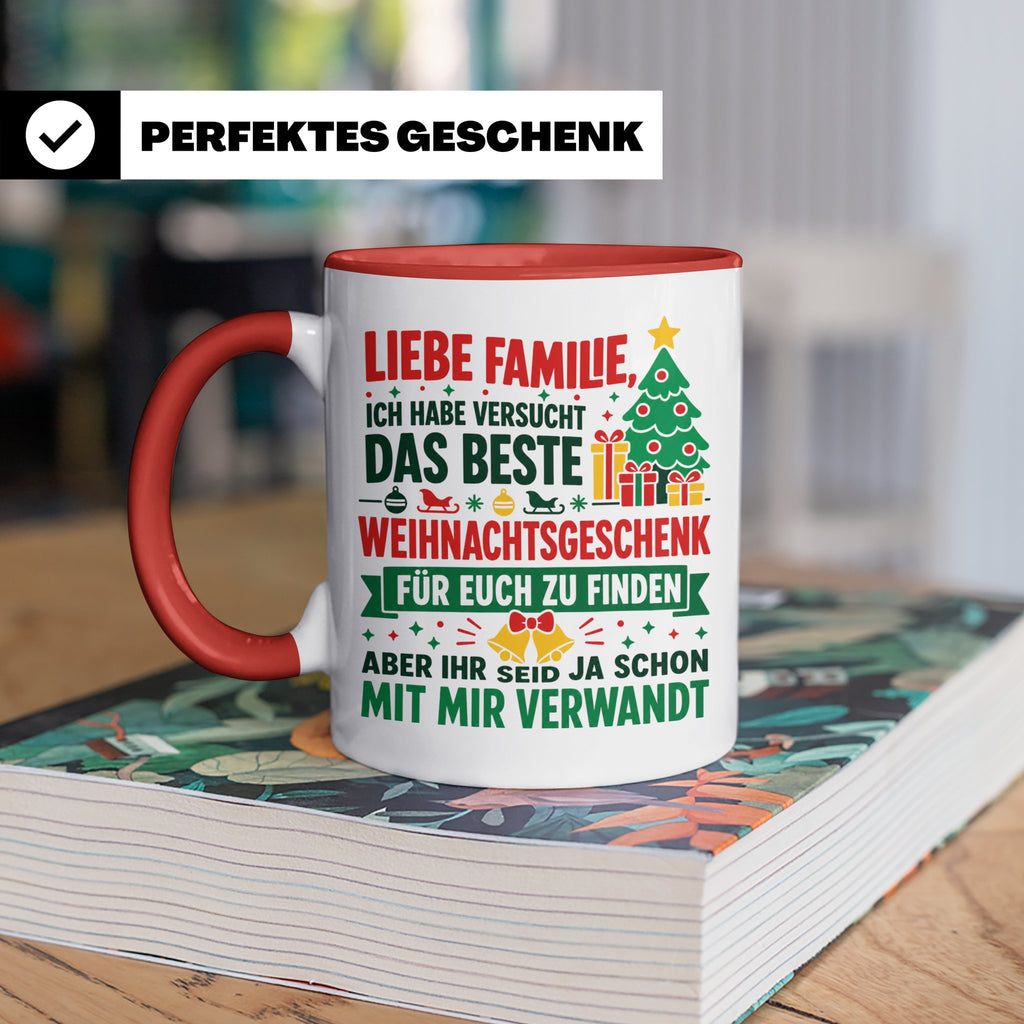 Lustige Tasse Weihnachten Familie Spruch, Bestes Geschenkide – Rot [farbe:rot]