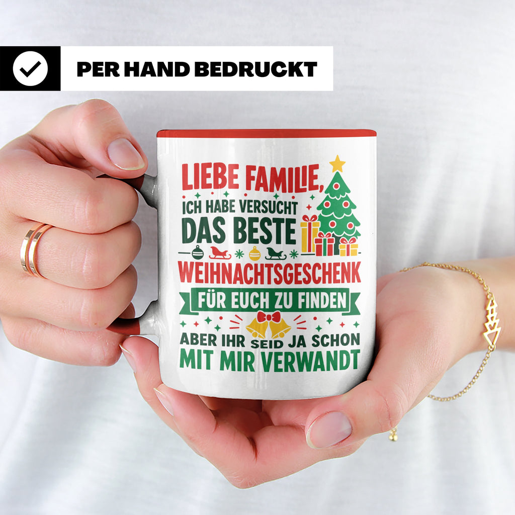 Lustige Tasse Weihnachten Familie Spruch, Bestes Geschenkide – Rot [farbe:rot]