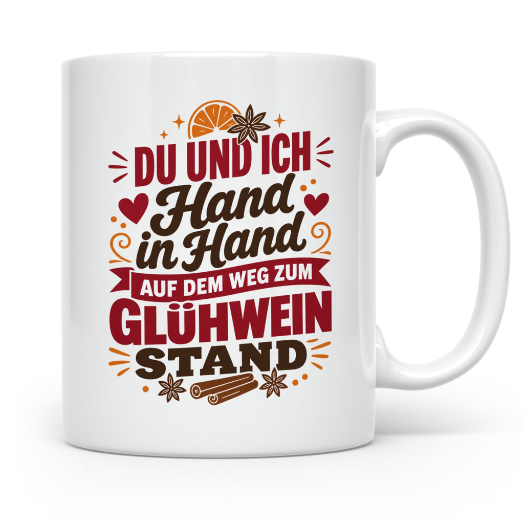 Glühwein Tasse Du und Ich Hand in Hand, lustiger Spruch Weih – Weiß [farbe:weiß]