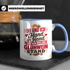 Glühwein Tasse Du und Ich Hand in Hand, lustiger Spruch Weih – Blau [farbe:blau]