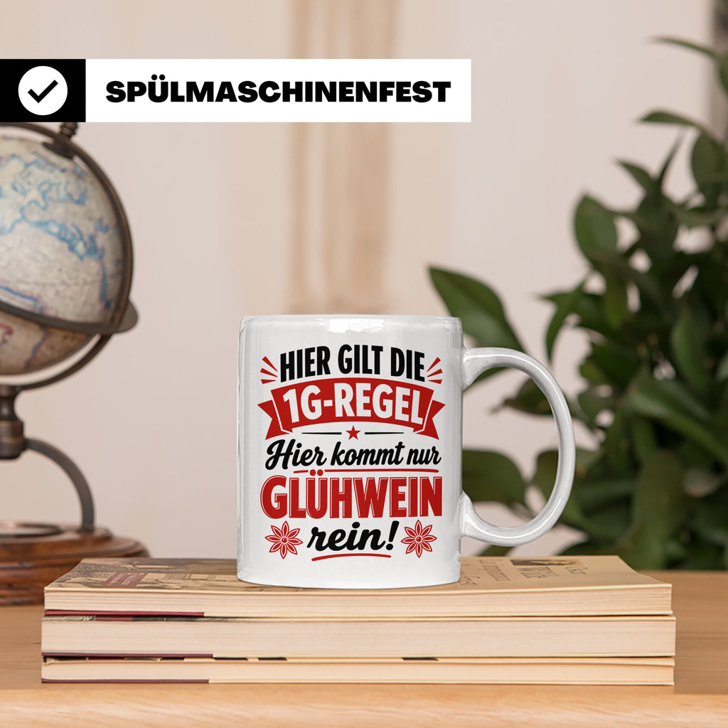 Glühwein Tasse 1G Regel, lustiger Weihnachtsmarkt Becher, Ge – Weiß [farbe:weiß]