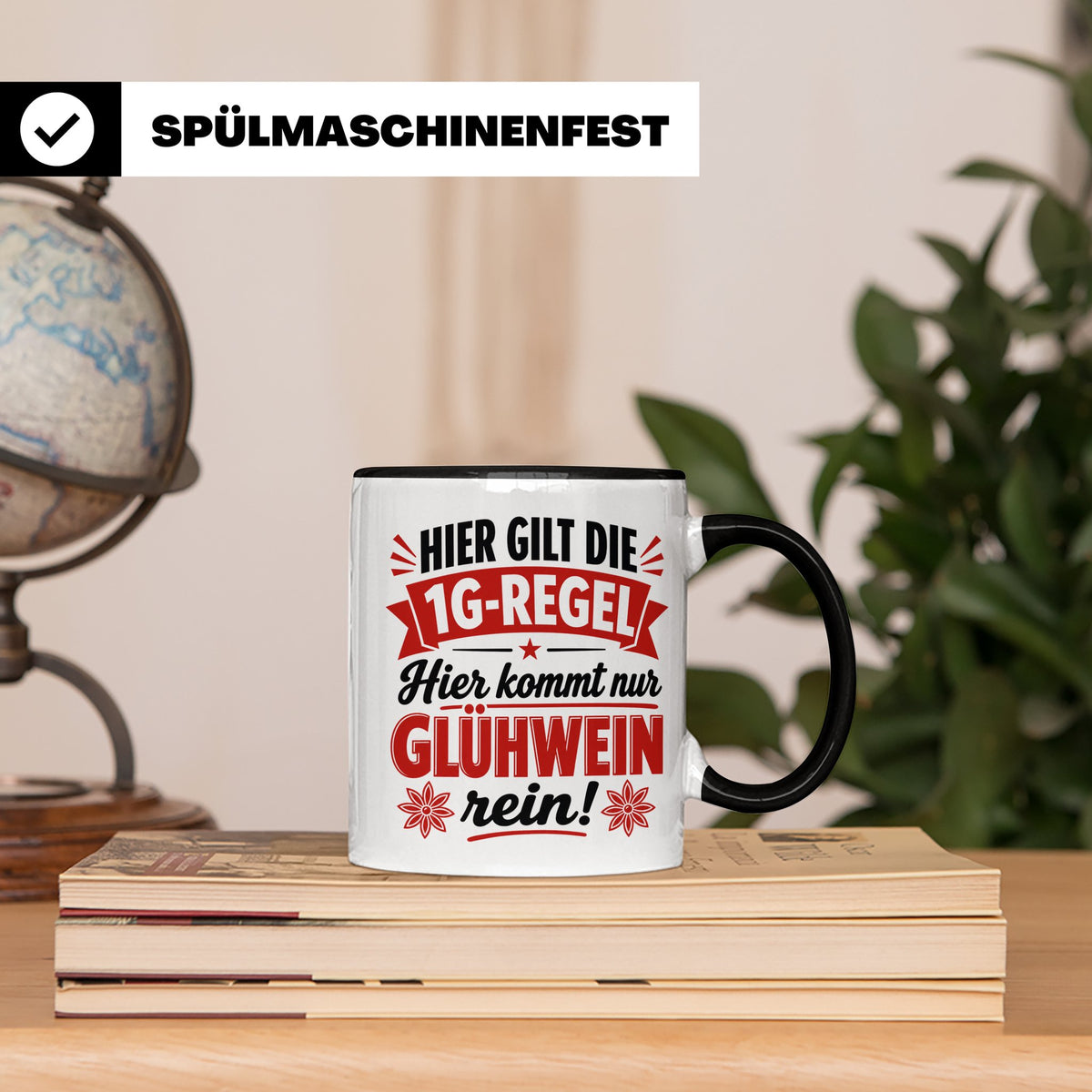 Glühwein Tasse 1G Regel, lustiger Weihnachtsmarkt Becher, Ge – Schwarz [farbe:schwarz]