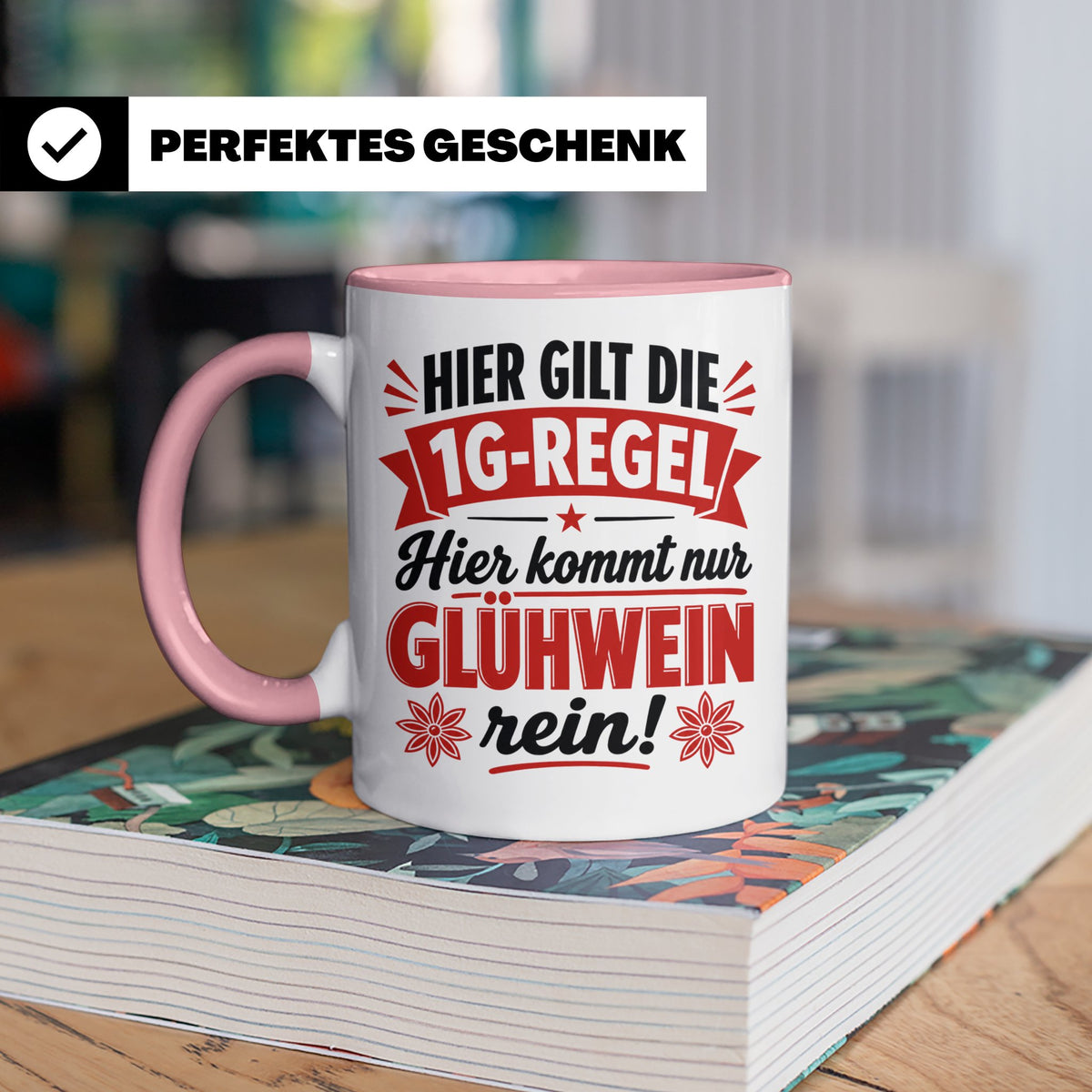 Glühwein Tasse 1G Regel, lustiger Weihnachtsmarkt Becher, Ge – Rosa [farbe:rosa]