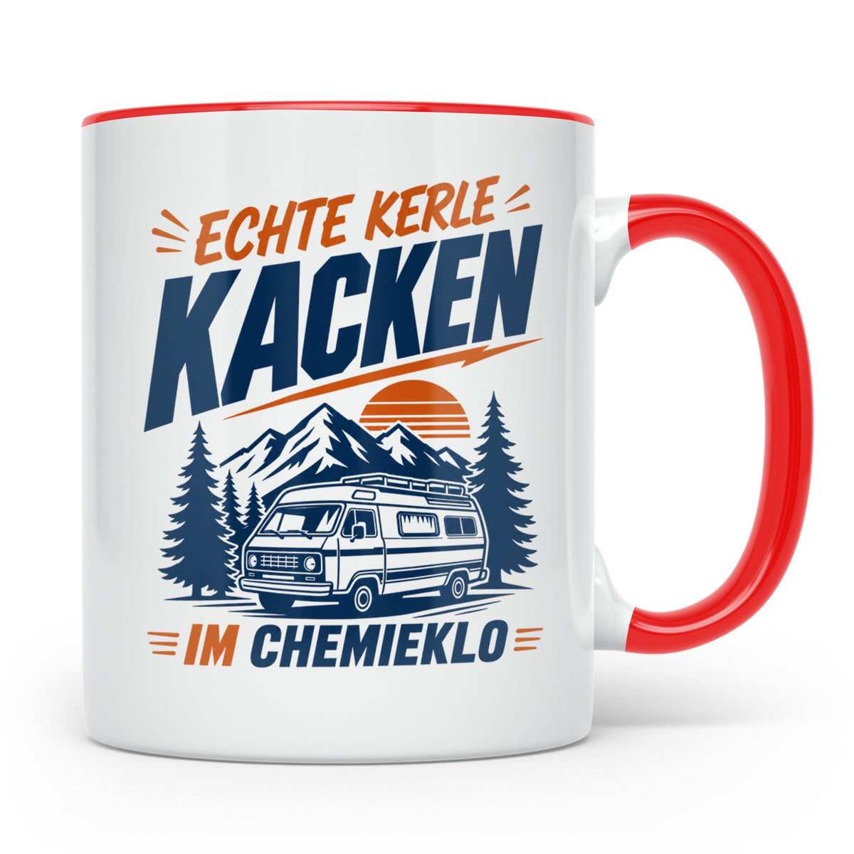 Camper Tasse Echte Kerle kacken im Chemieklo lustig Wohnmobi – Rot [farbe:rot]