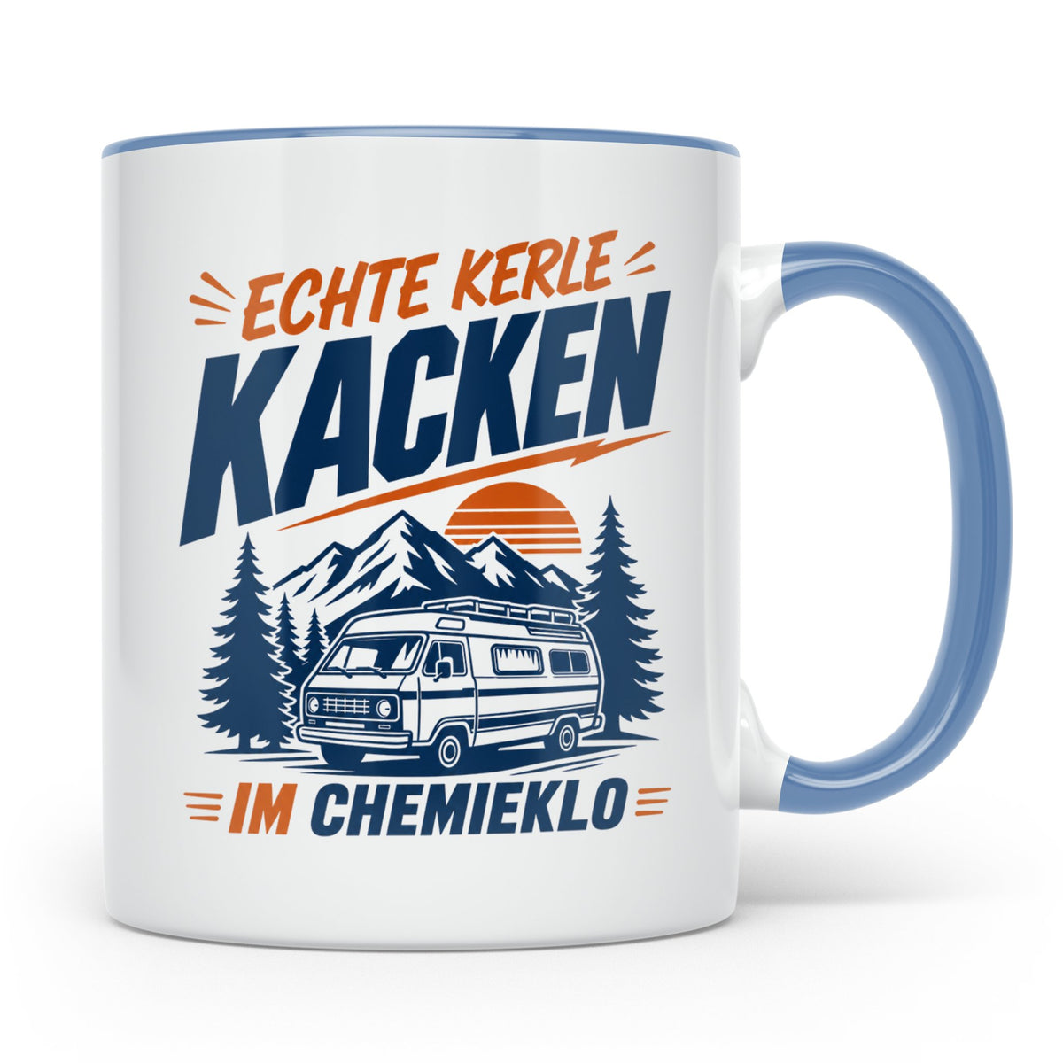 Camper Tasse Echte Kerle kacken im Chemieklo lustig Wohnmobi – Blau [farbe:blau]