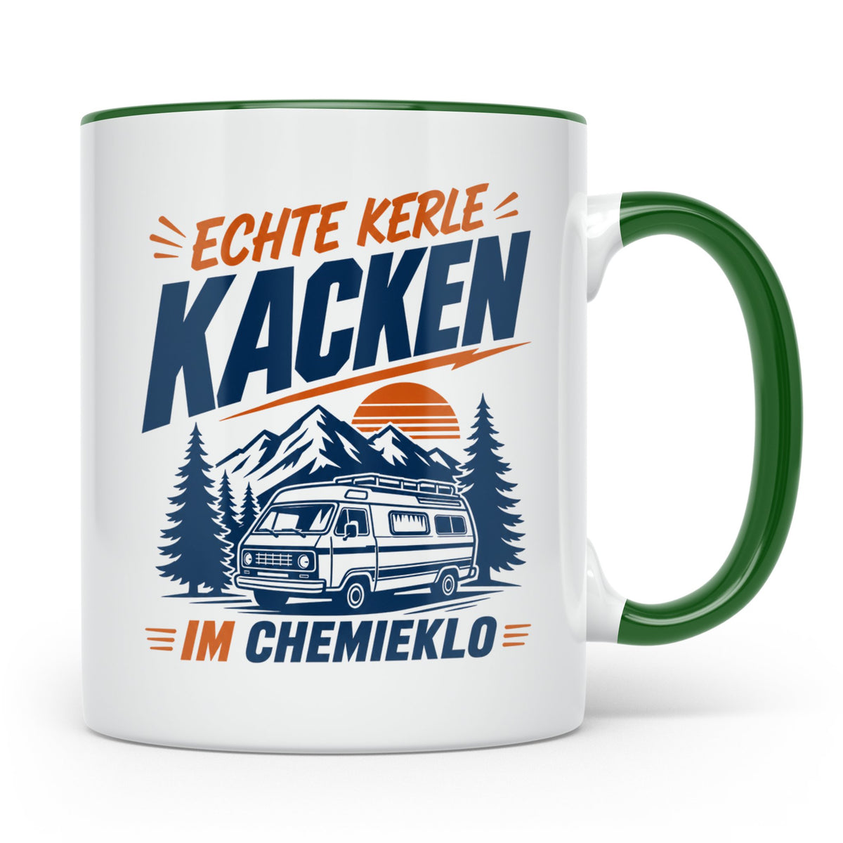 Camper Tasse Echte Kerle kacken im Chemieklo lustig Wohnmobi – Grün [farbe:grün]