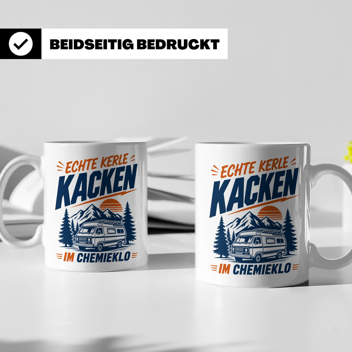 Camper Tasse Echte Kerle kacken im Chemieklo lustig Wohnmobi – Weiß [farbe:weiß]