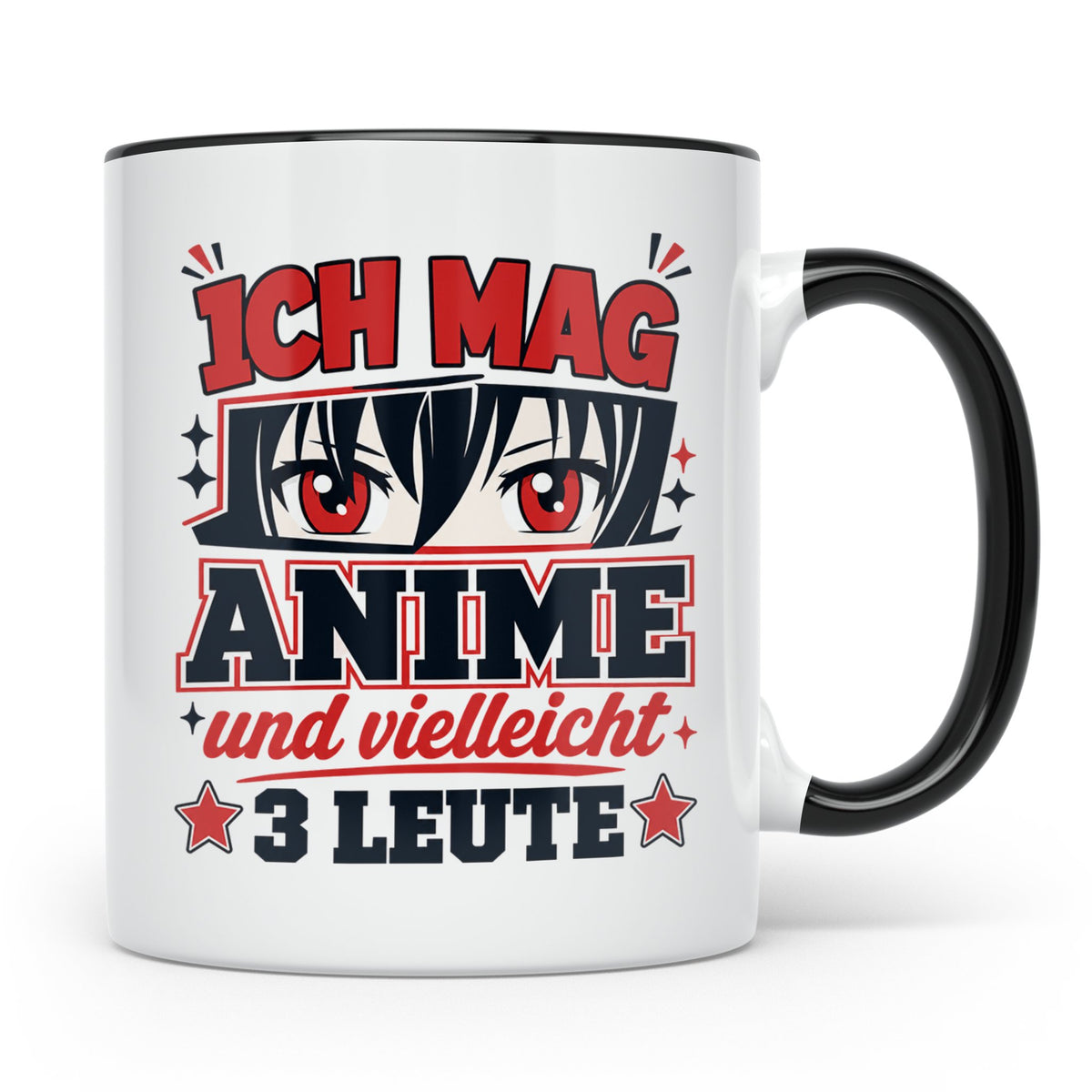Anime Tasse mit Spruch Ich mag Anime und vielleicht 3 Leute, – Schwarz [farbe:schwarz]