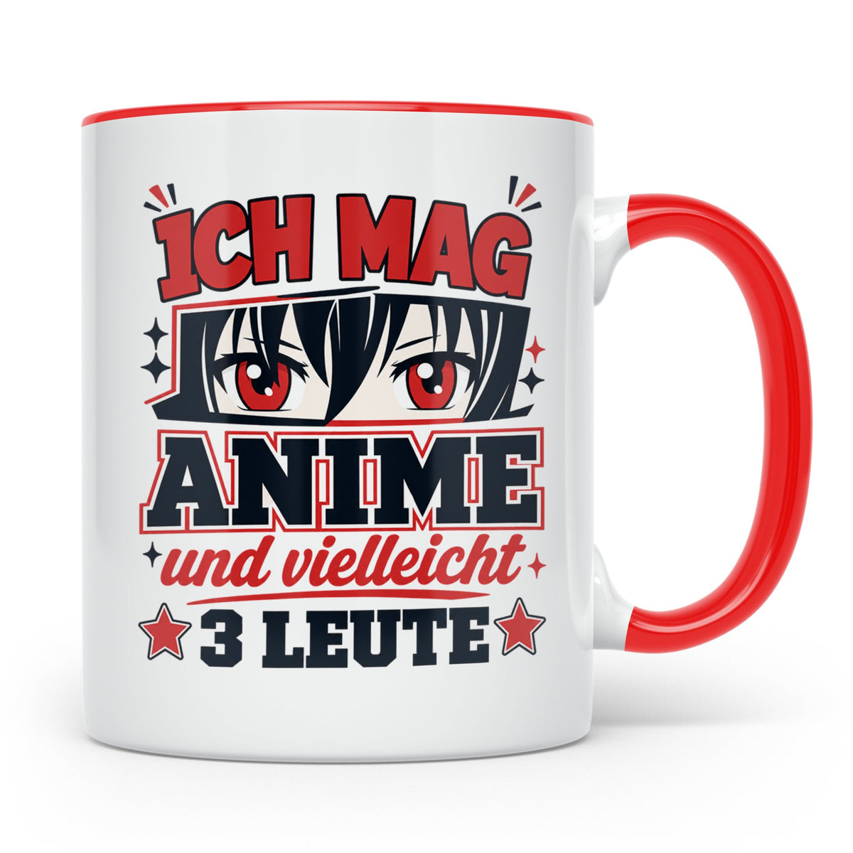 Anime Tasse mit Spruch Ich mag Anime und vielleicht 3 Leute, – Rot [farbe:rot]