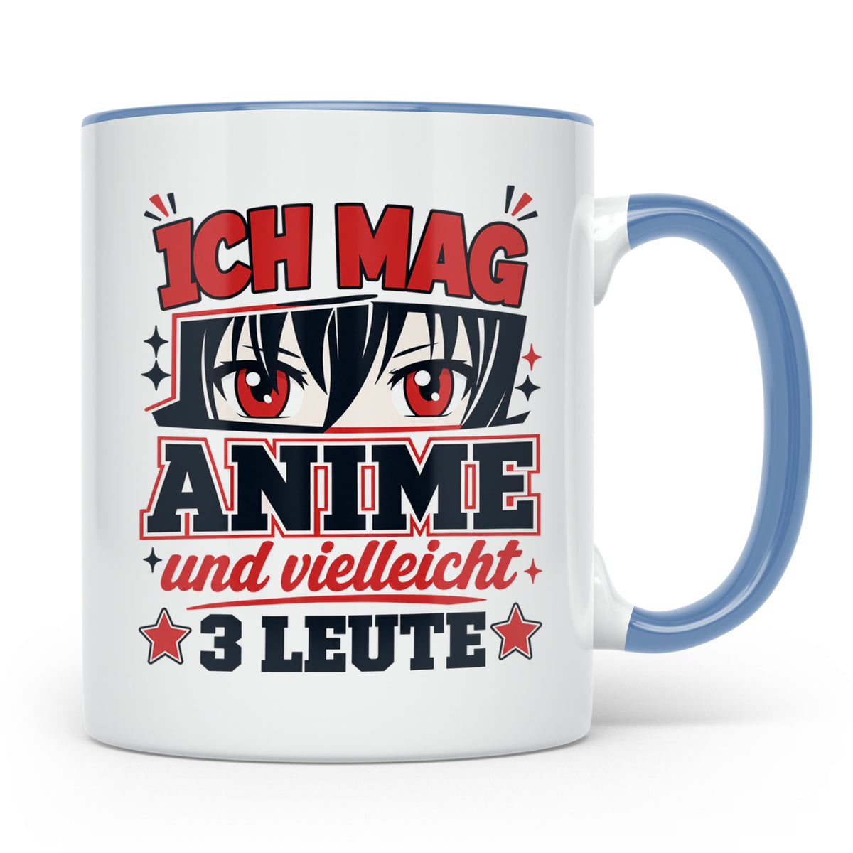 Anime Tasse mit Spruch Ich mag Anime und vielleicht 3 Leute, – Blau [farbe:blau]