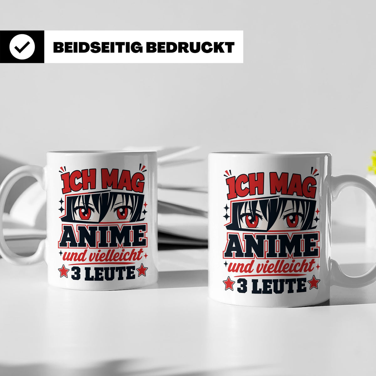 Anime Tasse mit Spruch Ich mag Anime und vielleicht 3 Leute, – Weiß [farbe:weiß]