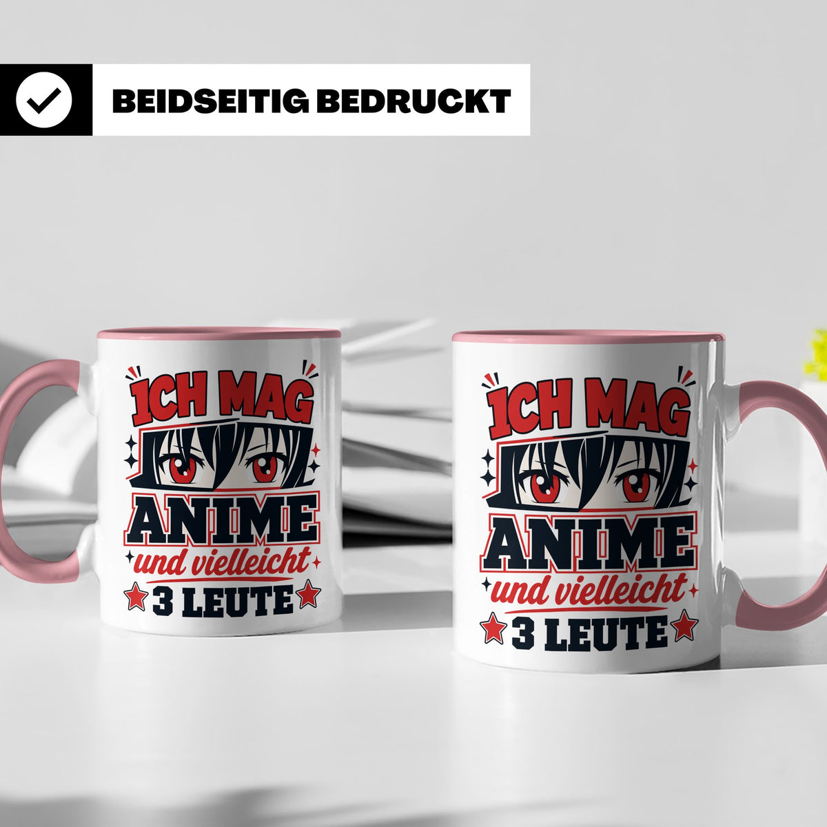 Anime Tasse mit Spruch Ich mag Anime und vielleicht 3 Leute, – Rosa [farbe:rosa]