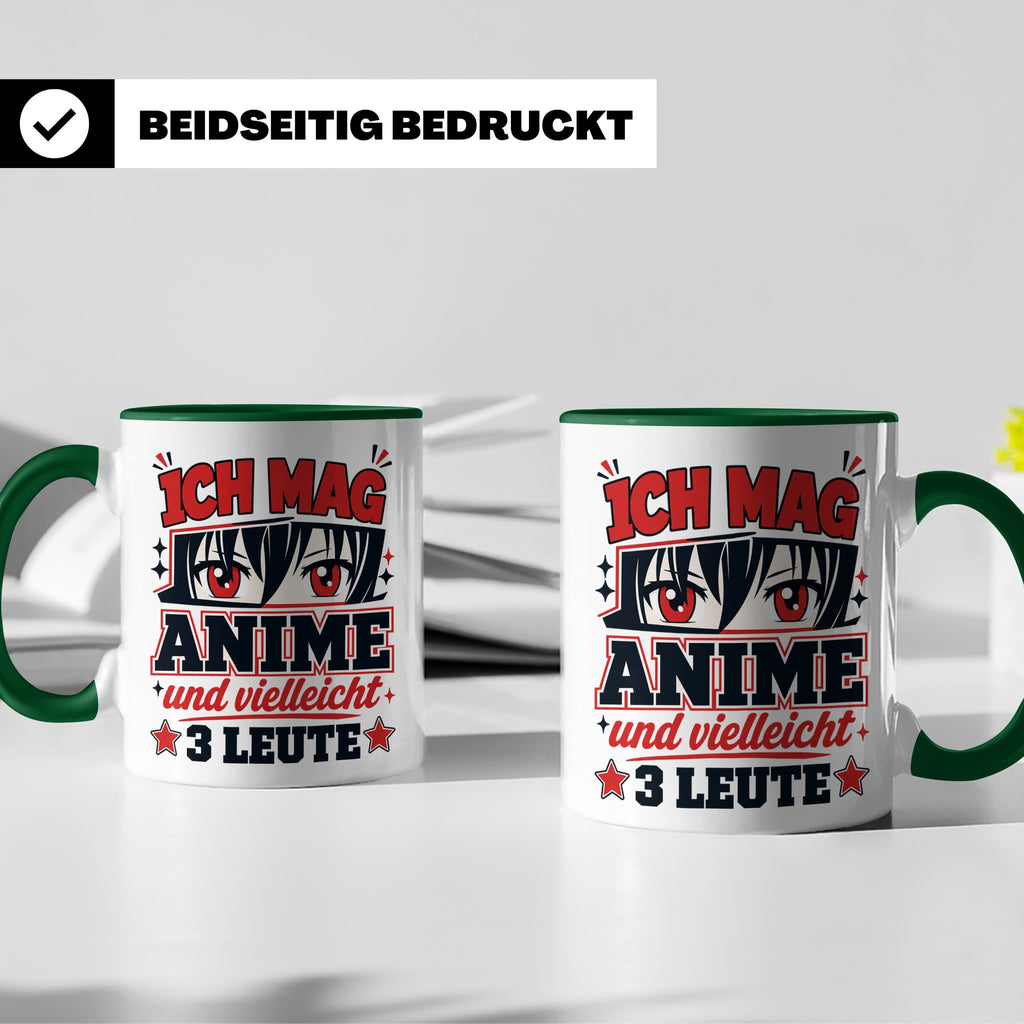 Anime Tasse mit Spruch Ich mag Anime und vielleicht 3 Leute, – Grün [farbe:grün]