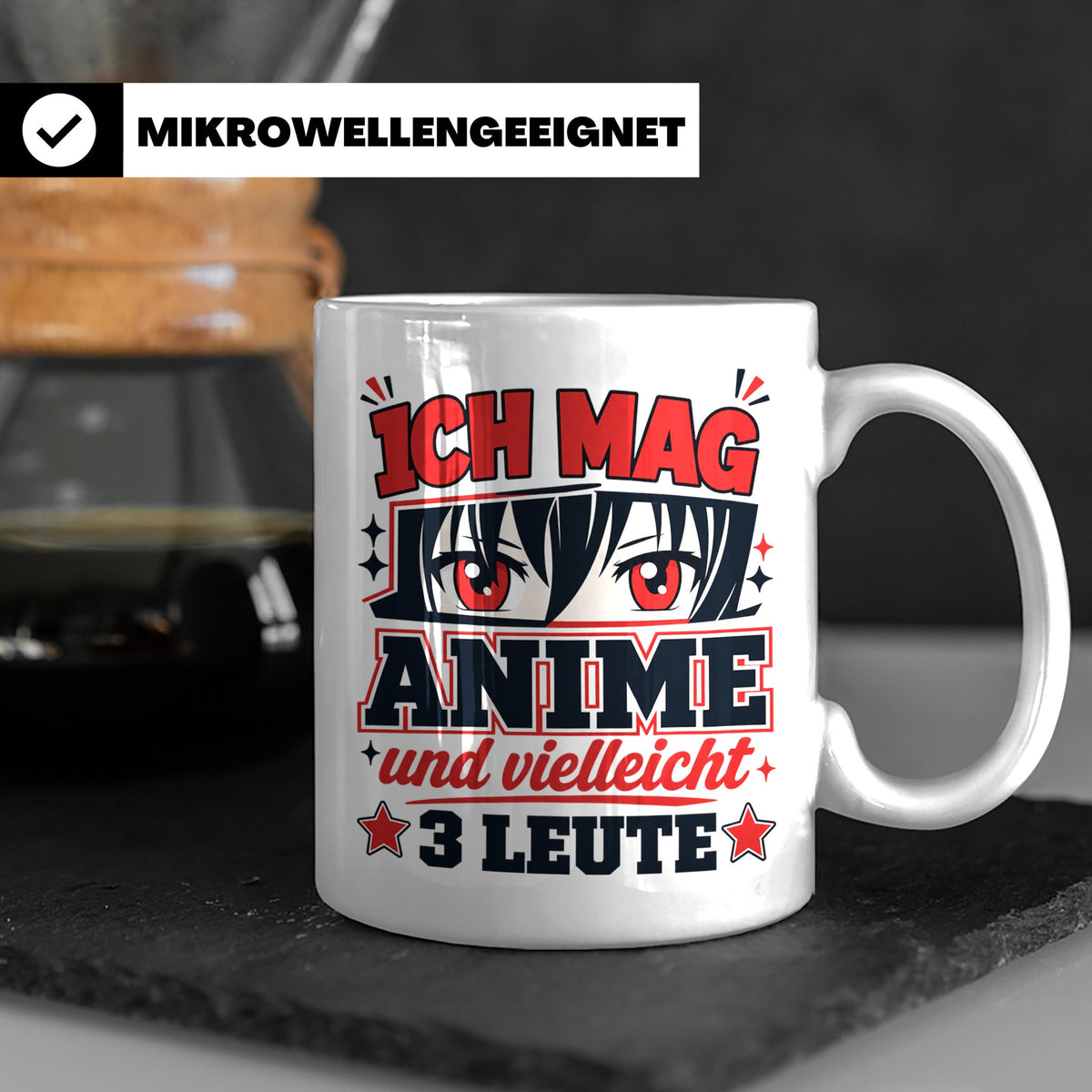 Anime Tasse mit Spruch Ich mag Anime und vielleicht 3 Leute, – Weiß [farbe:weiß]