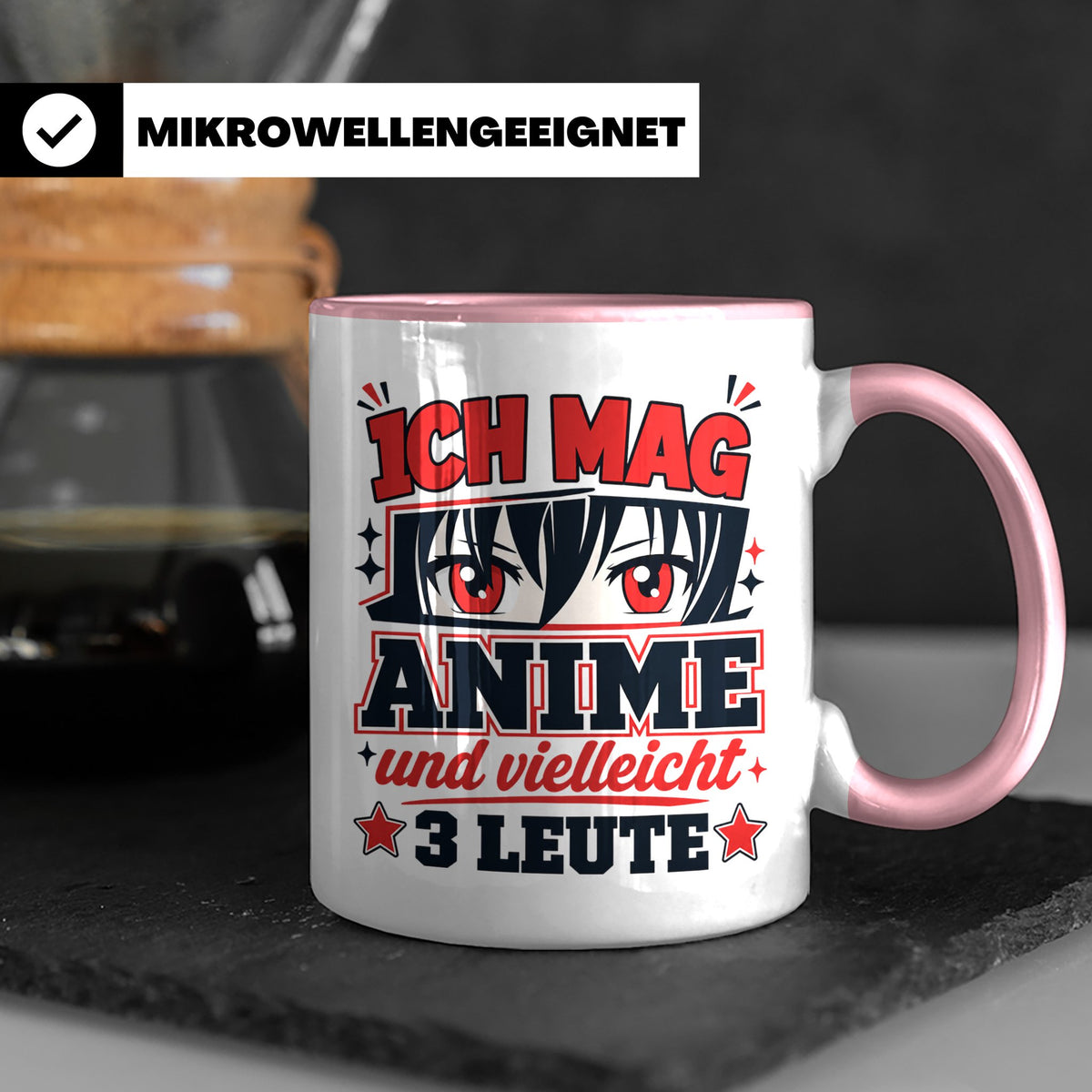 Anime Tasse mit Spruch Ich mag Anime und vielleicht 3 Leute, – Rosa [farbe:rosa]