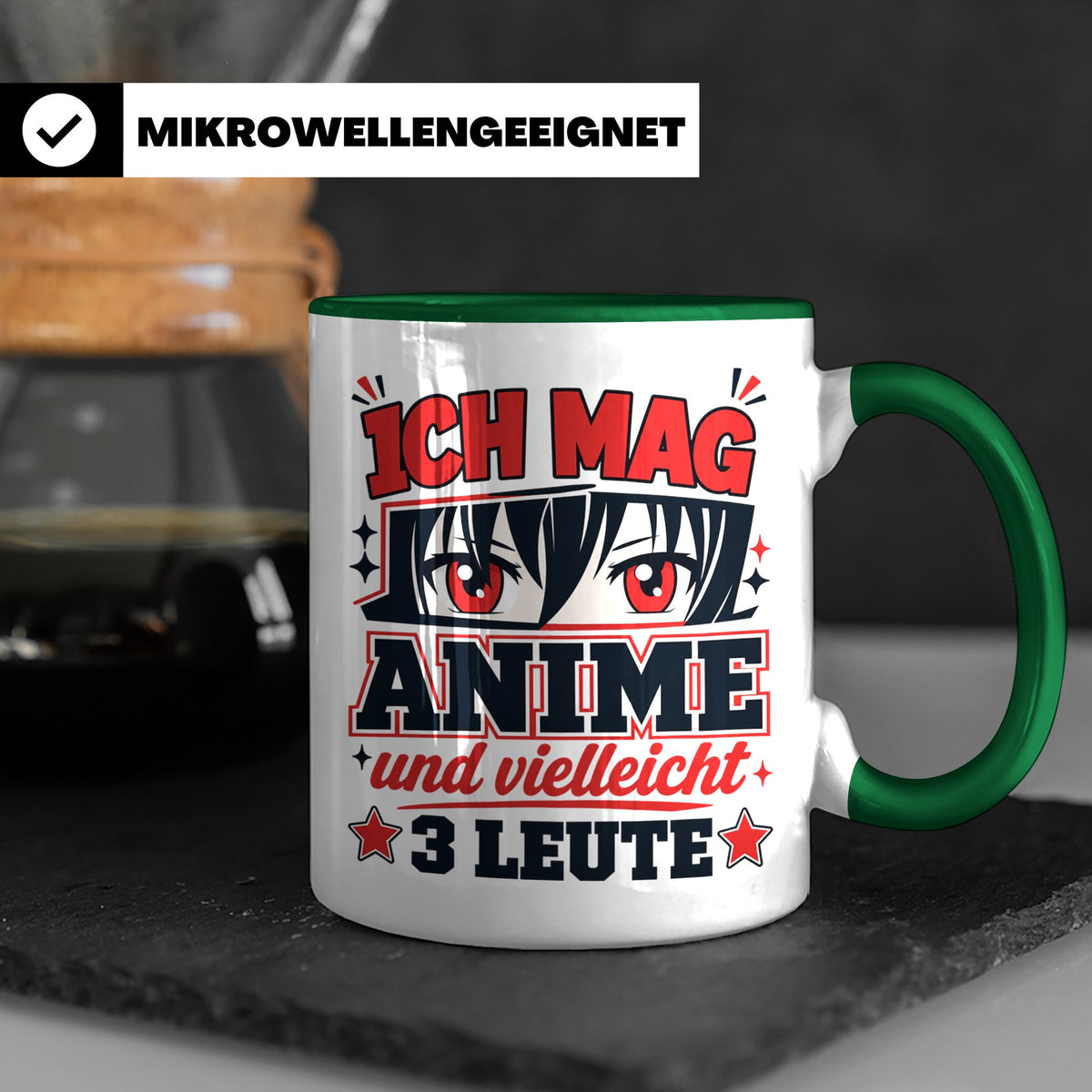 Anime Tasse mit Spruch Ich mag Anime und vielleicht 3 Leute, – Grün [farbe:grün]
