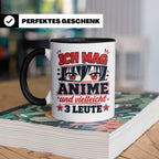 Anime Tasse mit Spruch Ich mag Anime und vielleicht 3 Leute, – Schwarz [farbe:schwarz]