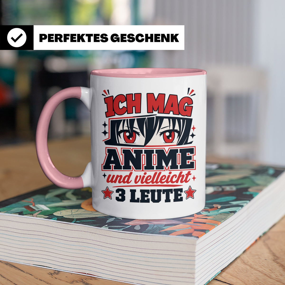 Anime Tasse mit Spruch Ich mag Anime und vielleicht 3 Leute, – Rosa [farbe:rosa]