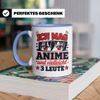 Anime Tasse mit Spruch Ich mag Anime und vielleicht 3 Leute, – Blau [farbe:blau]