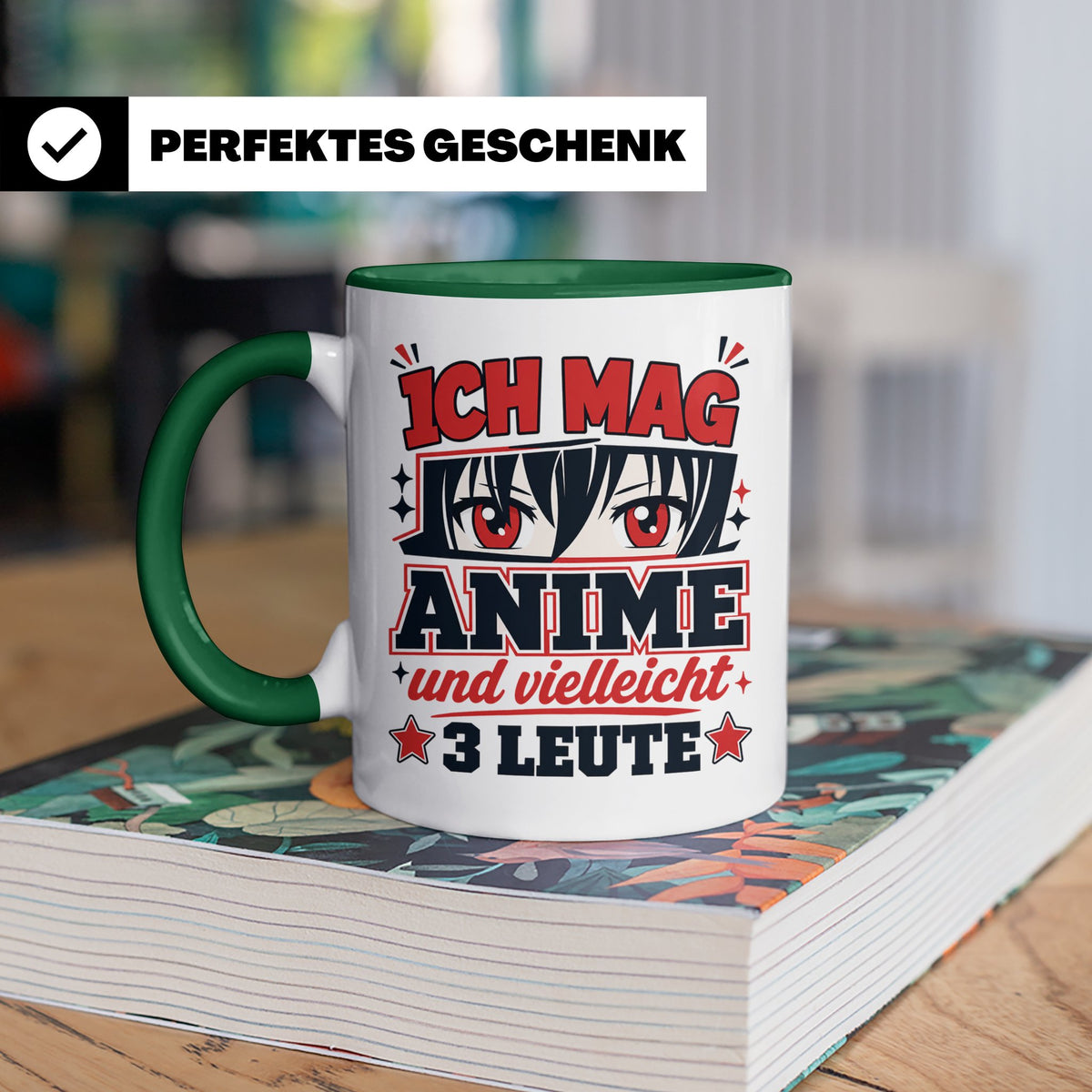 Anime Tasse mit Spruch Ich mag Anime und vielleicht 3 Leute, – Grün [farbe:grün]