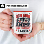 Anime Tasse mit Spruch Ich mag Anime und vielleicht 3 Leute, – Rot [farbe:rot]