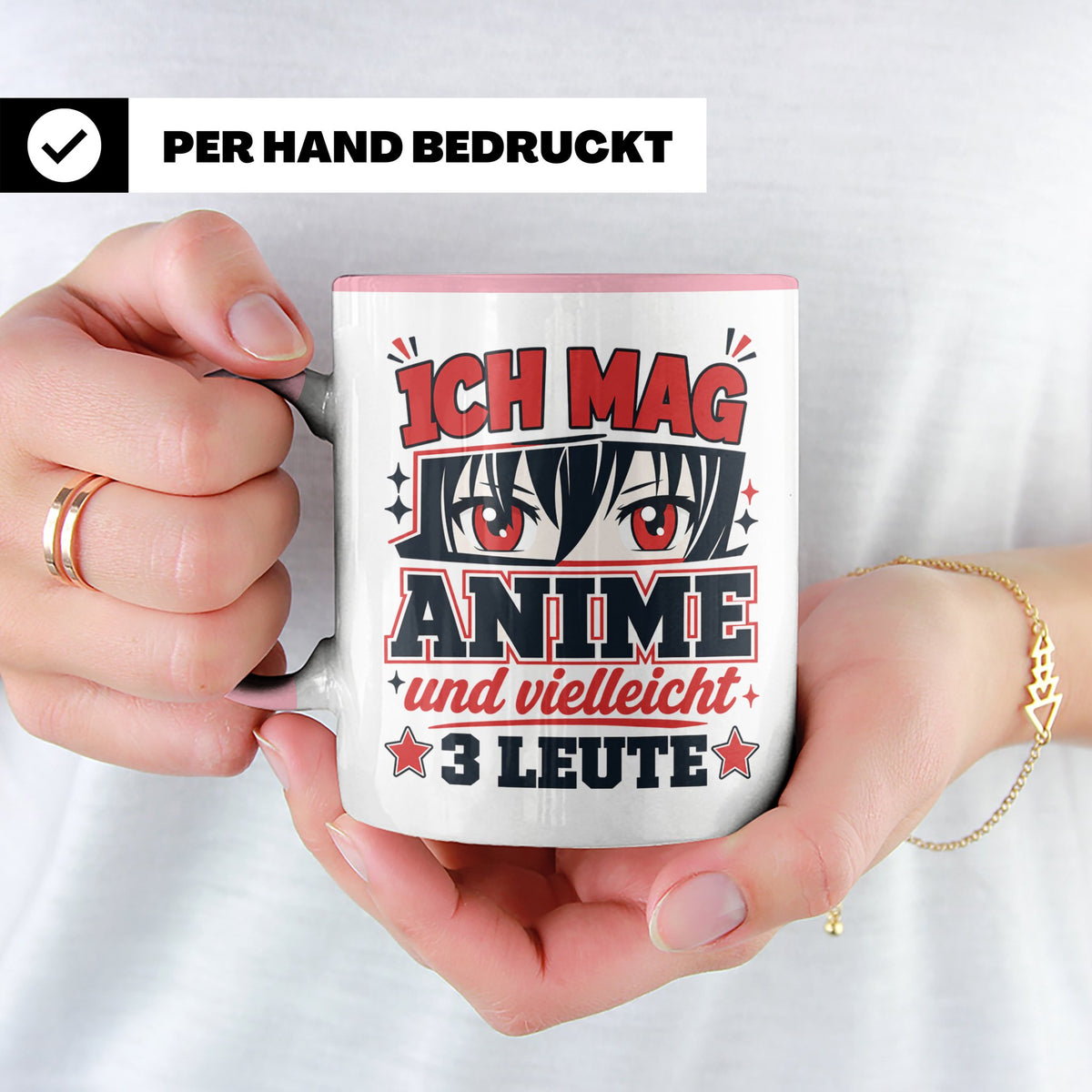 Anime Tasse mit Spruch Ich mag Anime und vielleicht 3 Leute, – Rosa [farbe:rosa]
