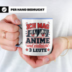 Anime Tasse mit Spruch Ich mag Anime und vielleicht 3 Leute, – Blau [farbe:blau]
