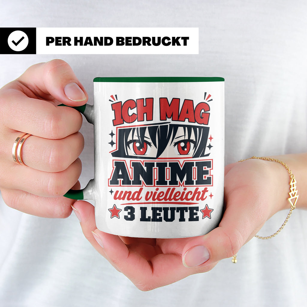 Anime Tasse mit Spruch Ich mag Anime und vielleicht 3 Leute, – Grün [farbe:grün]