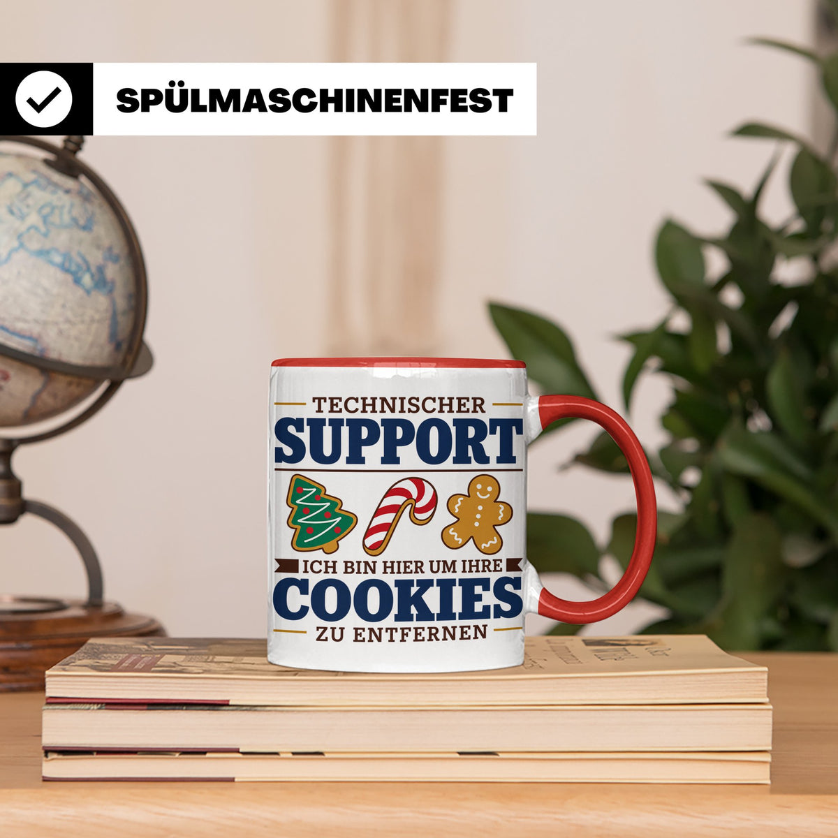 Technischer Support Tasse Cookies entfernen lustig Geschenki – Rot [farbe:rot]