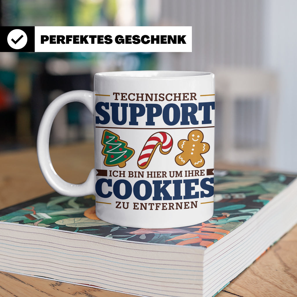 Technischer Support Tasse Cookies entfernen lustig Geschenki – Weiß [farbe:weiß]