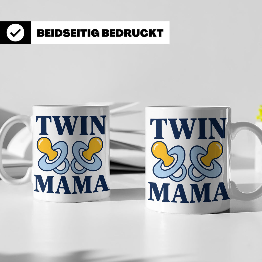 Zwillingsmama Tasse für Jungen, Geschenk für werdende Mutter – Weiß [farbe:weiß]