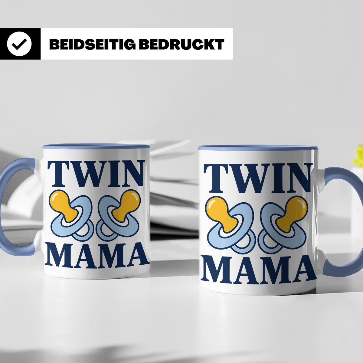 Zwillingsmama Tasse für Jungen, Geschenk für werdende Mutter – Blau [farbe:blau]