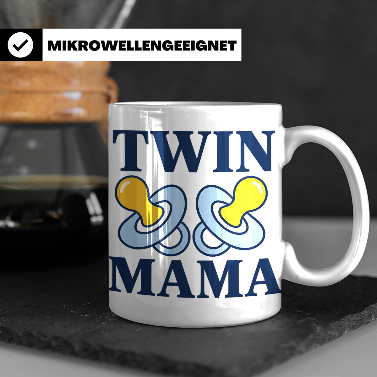 Zwillingsmama Tasse für Jungen, Geschenk für werdende Mutter – Weiß [farbe:weiß]